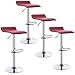 WOLTU® BH11bd-4 4 X Sgabelli da Bar Sedia Cucina con Poggiapiedi Similpelle Cromato Altezza Regolabile Girevole Moderni Classici Bordeaux