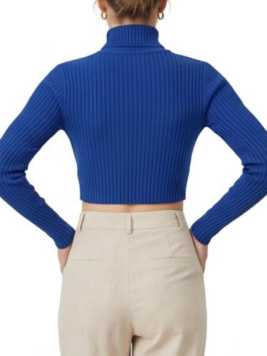 Image of MixMatchy Women's Cropped Ribbed Turtleneck Sweater