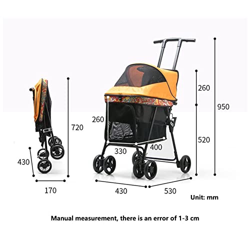 Carrinho de passeio para cães e gatos pequenos, dobrável, 3 em 1, carrinho de passeio com 4 rodas, c