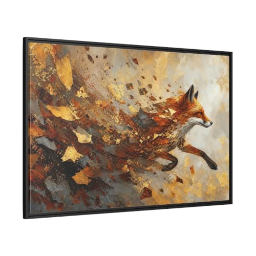 Toile renard orange pour habiller un grand mur vide de salon 120x80cm