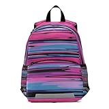 RPLIFE Mochila de rayas para niños pequeños con correa, mochila de viaje pequeña para niños