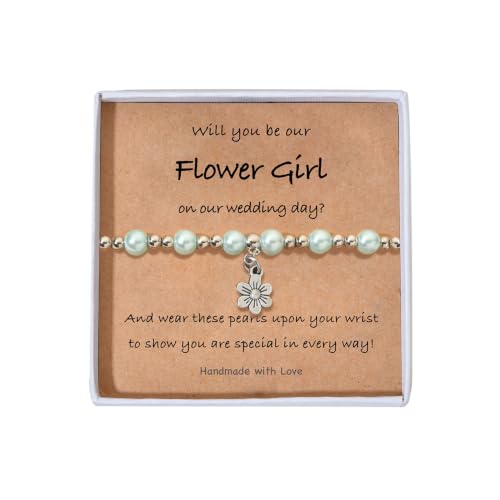 Image of Flower Girl Proposal Gifts, Will You Be My Flower Girl? Thank You Bridesmaid Cute Stretchy Bracelet Gifts for Girls On Wedding Day