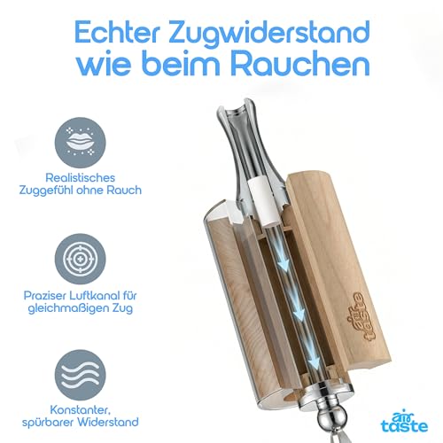 Airtaste® Rauchentwöhnung Atemkette mit Mehr Widerstand & drehbarem Antistress Ring zur Entspannung – 9 Filter mit 1 Monat Vorrat – Rauchentwöhnung Hilfsmittel