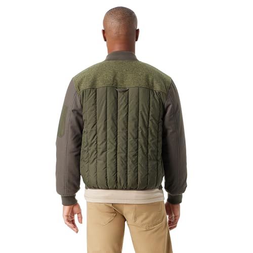 BASS OUTDOOR Men's Hero Mix Media Zip Up Front Bomber Jacket with Sleeve Pocket Standard3