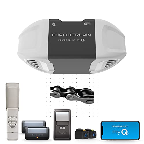 Chamberlain C2405 MYQ Smart Garage Door Opener, Chain Drive, 1/2-HP Motor, Dual Light - Quantity 1, Black