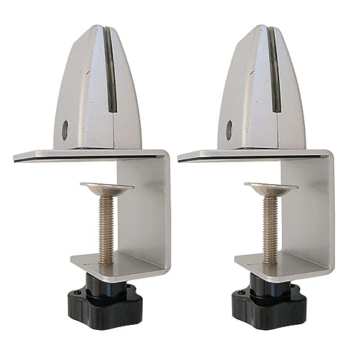 Image of 2Pcs Aluminum Adjustable C-Clamp Dual Direction Support Bracket for Tabletop and Desk Partition (Silver)