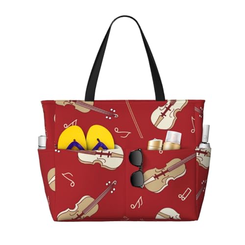 Grand sac fourre-tout violon rouge avec poignées de qualité pour femme élégante