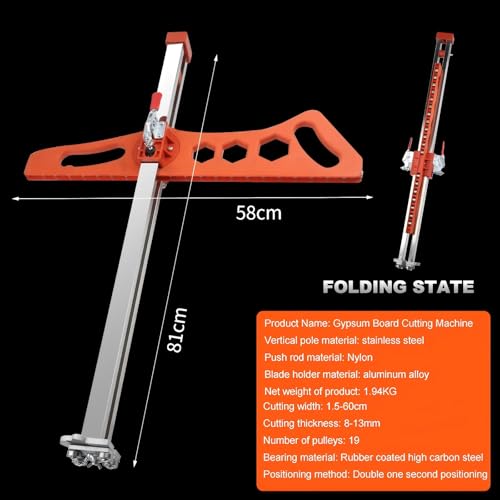 Muscovite Heavy Duty Drywall Cutting Tool, 1.5 to 60cm Foldable Sheetrock Cutter, Suitable for Gypsum Boards with Thicknesses of 1/4 "&3/8"&1/2 " by Muscovite - Image 2