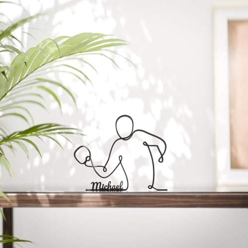 Image of Table Tennis Player Personalized Line Art Figure Plastic Decorative Sports Sculpture with Custom Name for Home Office Desk Shelf Table Display Minimal Athlete Decor India