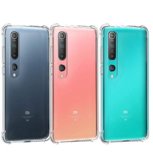 QHOHQ Funda para Xiaomi Mi 10/10 Pro(No es para Xiaomi Mi Note 10 / Note 10 Pro), Cases Silicona Slim TPU Cuatro Esquinas Anti-caíd (Transparente)