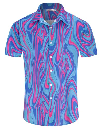 Image of Yoimira Hawaiian Shirts for Men, Print Mens Casual Short Sleeve Button Down Shirts Floral Aloha Beach Shirt