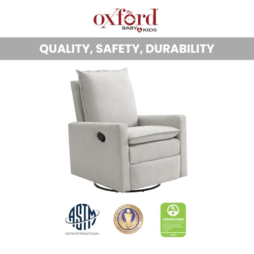 Image of Oxford Baby Uptown Upholstered Glider Recliner Rocking Chair 360 Swivel for Nursery and Living Room - Sand