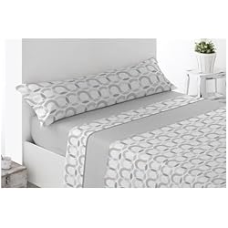 Sabana Polar Acomoda Textil – Juego de Sábanas Térmicas de Pirineo. Sábanas de Invierno Tejido Polar para Cama Individual y Matrimonio, 3 Piezas Ropa de Cama Ajustable, Cálida y Suave. (Acari Gris, 150 cm)