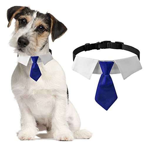 HACRAHO Dog Neck Tie Collar, 1 Piece Dog Tuxedo Necktie Collar Adjustable Dog Wedding Collar With Necktie for Small Medium Dogs M