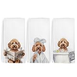 dvhdajed Funny Goldendoodle Dog Hand Towels, Golden Doodle Dogs Lover Gifts for Women Men, Goldendoodle Dog Hand Towels Set of 3, Golden Doodle Must Have Gifts Dish Tea Towels for Kitchen Decor, 16x24