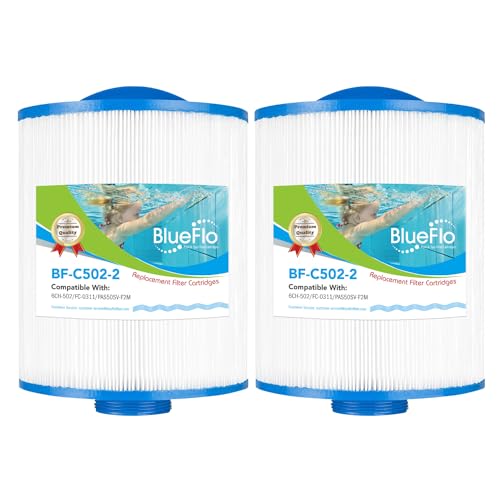 BLUEFLO PAS50SV-F2M Spa Filter Cartridge Replaces for Unicel 6CH-502, Artesian Spas, Filbur FC-0311, PAS502SV, PAS50, Master Deluxe M60506, XLS-604 Hot Tub Filter (2 Pack)