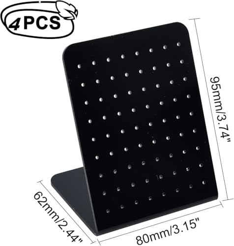 Image of Earrings Holder Acrylic Jewelry Display Rack Stud Earring Organizer for Woman Jewelry (72 Holes black Pack of 4)