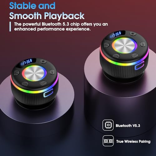 Portable Bluetooth 5.3 Waterproof Shower Speaker with RGB Lights ...