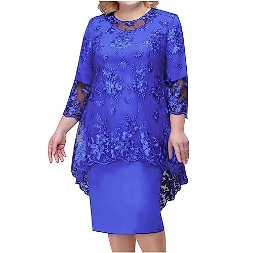HGps8w 2 Piece Mother of The Bride Dress Suits with Embroidery Lace Cape Elegant Knee Lenght Formal Wedding Guest Dresses