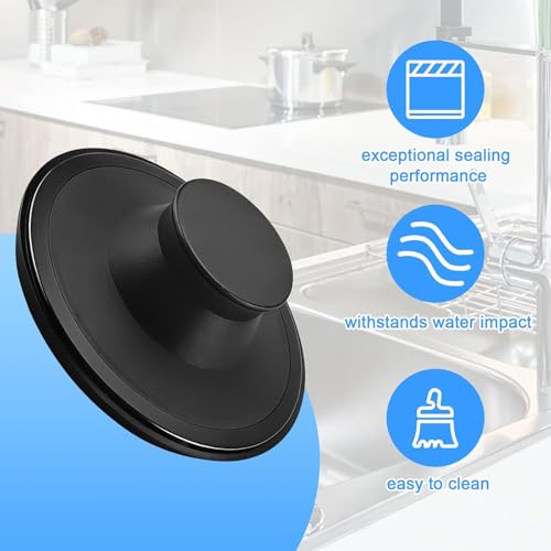 Tapones de desagüe de goma fuerte, paquete de 2 unidades, aptos para desagües estándar de 3,5 pulgadas y modelos InSinkErator STP/STPPL, para uso diario en fregaderos miniatura 7