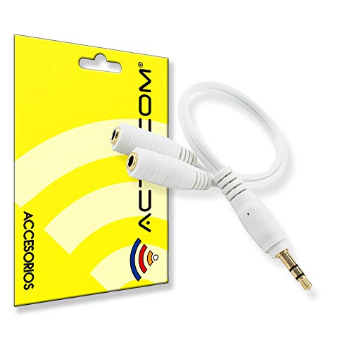 actecom® Jack 3,5 mm Estéreo Conector Jack Divisor Adaptador Cable Cable Adaptador estéreo (2 x 3.5 mm) Cable bifurcador de Audio (Conector Jack de 3,5 mm) duplicador Jack (White)