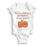 MYETCHEY Personalized Pregnancy Onesie, Baby Announcement Custom Onesie, 'We're Adding a Pumpkin to Our Patch'