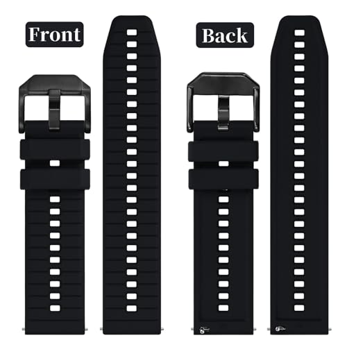 Anbeer Silicone Watch Bands,24mm Quick Release Rubber Watch Strap for Men Women,Black with Black Buckle by ANBEER - Used condition - Image 3