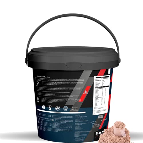 Image of SamFit Pro Gold Class Whey Protein | Chocolate Americana | 2.2 Lbs | 1kg | 24 Gram Protein per Scoop | USA made Whey (Chocolate, 4kg)