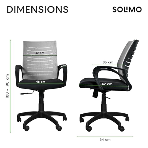 Image of Amazon Brand - Solimo Sitly Mid Back Revolving Office Chair for Work from Home, Study, and Computer Use | Heavy Duty Base | Ergonomic Mesh Design | Durable & Comfortable Seating (Grey Mesh)