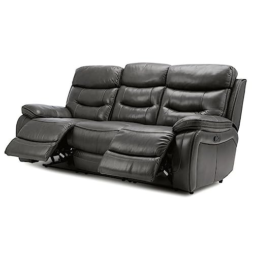 Image of Torque - Joel 3 Seater Leatherette Manual Recliner | Recliner Sofa /Chair for Living Room, Bedroom, Office (Grey) | 1 Year Warranty