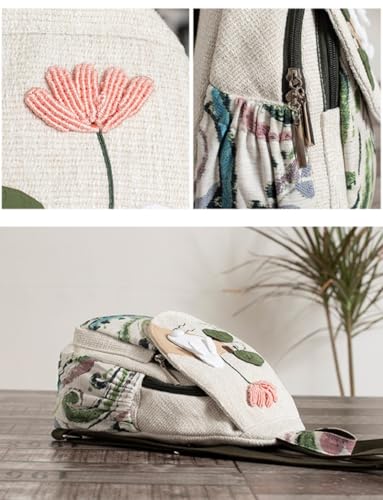 Original canvas three-dimensional women's bag, Small Fresh Casual Fabric Versatile Backpack w/embroidery patterns (91087)4