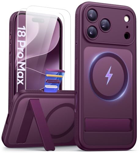 SIXBOX Etui na iPhone 18 Pro Max z 2 Foliami Ochronnymi, Podstawka, Bordo