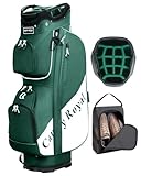 Golf Cart Bag:14 Way Full Length Divider Top Lightweight with Cooler Handles Rain Cover and Golf Shoe Bag Green (Dark Green)
