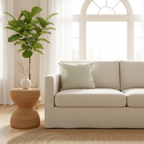 Image of Tropical Jungle Green Stripes Cushion Cover 16x16 Inch | Decorative Throw Pillow Cover for Sofa Couch Bed | Soft Fabric | Hidden Zipper | Home Decor Accent | Pack of 1