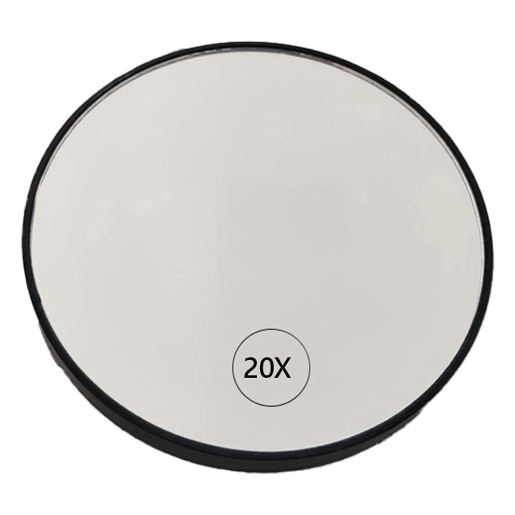 Haptufer Espejo de Aumento Antivaho para Maquillaje con Ventosa Espejo de Tocador 20X Espejo de Aumento de Mano para Maquillaje con Manejar, Negro