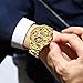 OUPINKE Men's Luxury Gold-Tone Dragon Tourbillon Dress Watch