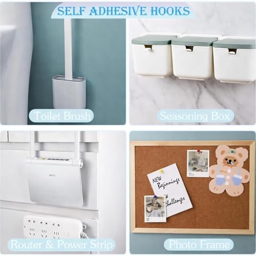 Image of Transparent Adhesive Wall Hooks (5 Pairs / 10 Hooks) | Heavy Duty No Drilling Self Adhesive Hooks | Waterproof & Reusable Clear Hooks for Bathroom, Kitchen, Photo Frames & Home