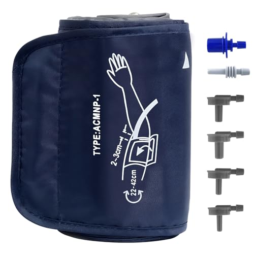Blood Pressure Monitors Cuff 22-42cm Medium Replacement Monitors Cuff with 6 Connectors Adult Home Use Adjustable Electric Cuff Compatible with Most BP Monitors
