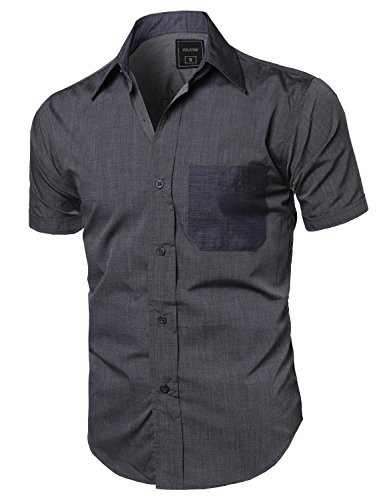 Youstar Men's Patterned Button Down Short Sleeve Shirt