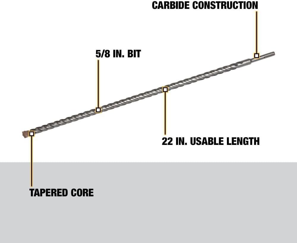DEWALT DW5449 5/8-Inch by 22-Inch by 24-Inch ROCK CARBIDE SDS Plus Hammer Bit
