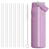 Replacement Straws Compatible with Stanley lceFlow Flip 2.0 Water Bottle 24 oz Stainless Steel Tumbler-Accessories Set Include 6 Hard Straws,1 Cleaning Brush