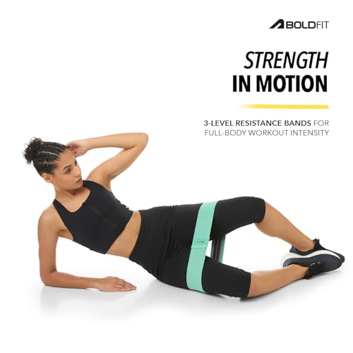 Image of Boldfit Resistance Bands for Workout Fabric Loop Band for Exercise Hip Band for Hips, Legs, Stretching, Toning Workout Mini Loop Booty Bands for Glutes, Squats Exercise for Home & Gym Green (6-11 Kg)