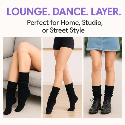 AWS/American Made 6 Pairs Cotton Slouch Knee Socks Shoe Size 5 to 104