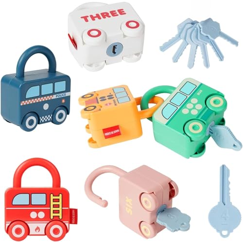 Ainiv Jouets de Voiture Montessori, Clés et de Serrures pour Les Tout-Petits, Jeux de Société Occupés pour Les Activités des Tout-Petits, Cadeau pour Les Enfants de...
