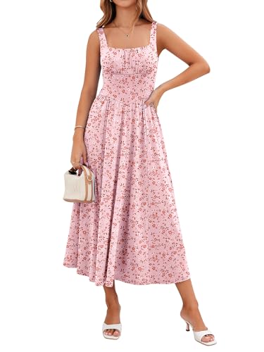 Image of YIOYOLA Womens Casual Summer Dress with Pockets | Sleeveless Square Neck Flowy A-Line Midi Sundress for Beach & Wedding Guest