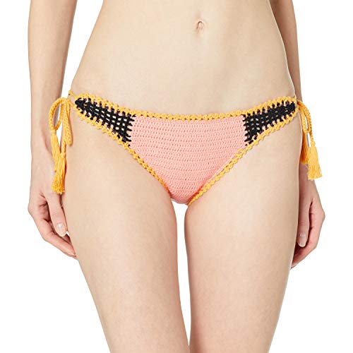 Seafolly Women's Crocket Tie Side Brazilian Coverage Bikini Bottom Swimsuit, Summer Chintz Peach, Small