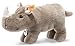 Steiff Norbert Nashorn, Plüschtier 24 cm, Plüschnashorn stehend, Kuscheltier für Kinder, Schmusetier zum Spielen & Kuscheln, Original Stofftier mit Knopf im Ohr, waschbar, grau (063671)