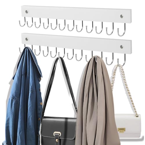 AnDock 2 Pack Purse Organizer Wall Mount with 24 Rotating 180° Coat Rack, 14.6