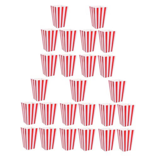 BCOATH Popcorn Boxes 25pcs Striped Carnival Popcorn Holders Paper Snack Cups Movie Theater Snack Containers
