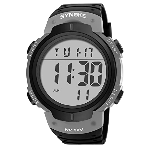 Montre Cadran Rétroéclairé Montre Sport Course à Pied Homme 30m Avec Alarme Montre Chronomètre Numérique - Montre Digitale Sport Homme Noir LED Grande Etanche - Bip U Bip U Pro (B, One Size)